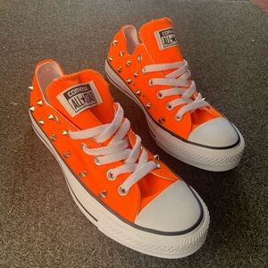 Converse Orange Studded Sneakers